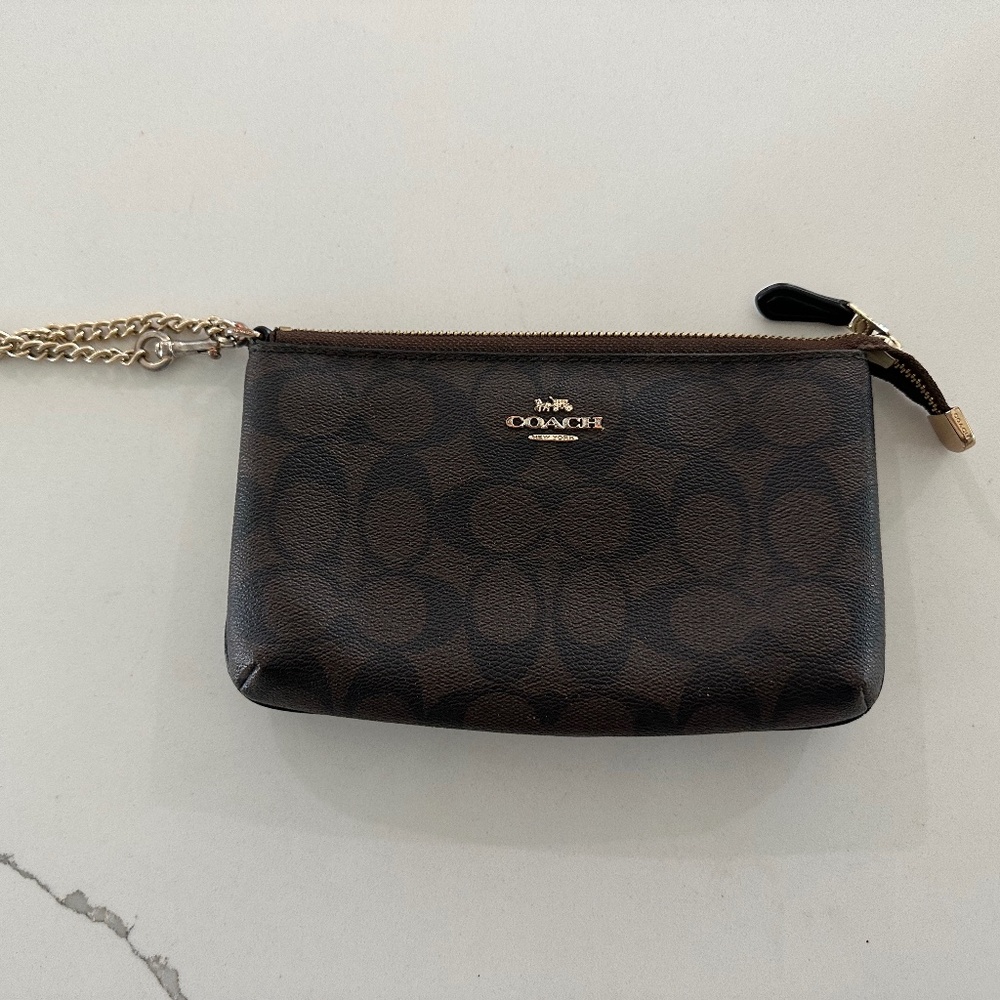 Coach Signature Large Wristlet with Chain